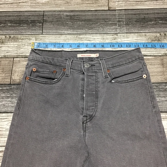 Levi’s Wedgie Straight Jeans Women’s 27 Gray Button Fly Stretch (Inseam 26) - Picture 4 of 10